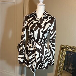 iz Byer California Zebra Print Women's Trench Coat Size S